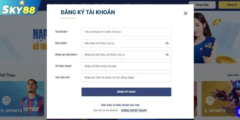 Khách hàng thực hiện điền đầy đủ biểu mẫu 